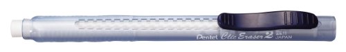 Pentel ZE11T-C ClicEraser 2 Radierstift, nachfüllbar mit ZER-2, Gehäuse semi-transparent blau, 12 Stück