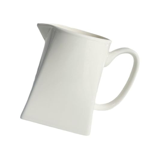 KICHOUSE Mini Ceramic Milk Jug 230ml White Porcelain Pitcher Coffee Tea Dispenser Milk Spout