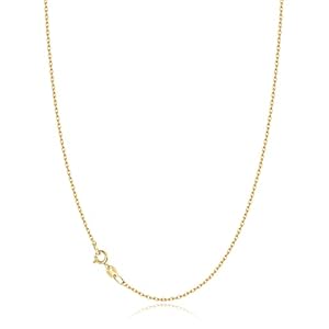 Jewlpire Solid 18k Gold Over 925 Sterling Silver Chain Necklace for Women, 1mm Cable Chain Necklace Sturdy & Shiny Women’s Chain Necklaces 14/16/17/18/20/22/24 Inch