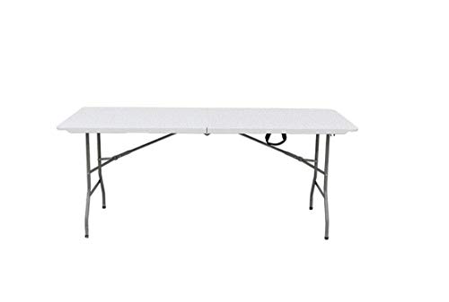 Bricoworld Mesa Rectangular Plegable al Centro Multiusos de Resina 180x75x74 cm Color Blanco Crudo