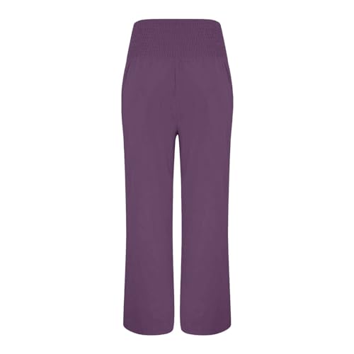 SHAOBGE Linen Pants Women Comfy Flowy Wide Leg Pants Trousers Summer High Waisted Beach Palazzo Pants with Pockets 20243