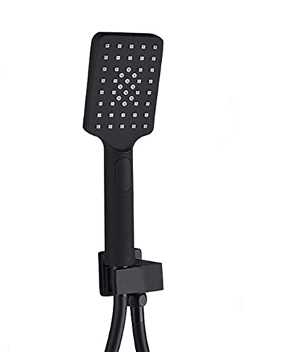 Pommeau de douche à main noir mat, flexible 1,5 m et support de douche 3 fonctions TH387