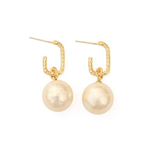 Boucles d'oreilles perles de coton champagne en argent s925 : le cadeau rétro idéal