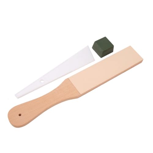 OSALADI Leather Abrasive Sharpening Strop Set Wood Handle Razor Leather Tool Wood Tool High Polishing