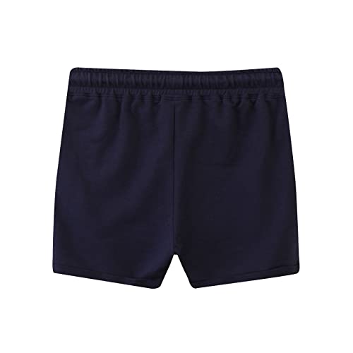 HILEELANG Toddler Unisex Boy Girl Sweat Shorts Summer Cotton Adjust Knit Navy Blue Grey Active Bike Short 2PC Sets 2T3