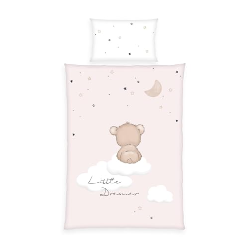 Herding babybest Kleinkinder-Bettwäsche-Set, Little Dreamer Wendemotiv, Kopfkissenbezug 40 x 60 cm, Bettbezug 100 x 135 cm, Mit Reißverschluss und Hoteleinschlag, 100% Baumwolle/Renforcé