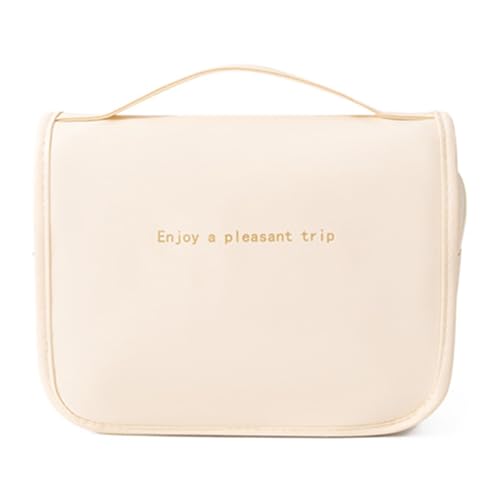Borsa da Toilette Organizer per Cosmetici Portatile Multifunzionale Impermeabile di Grande Capacità per Viaggi DaffariBeige