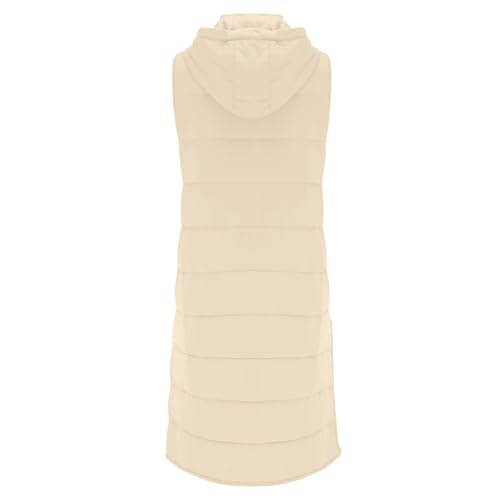 Chaleco acolchado para mujer chaleco largo de invierno sin mangas con capucha plumón 4