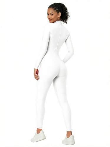 Image of Adult High Neck Long Sleeve Dance Unitard for Women Bodysuits Full Body Leotard Spandex Catsuit