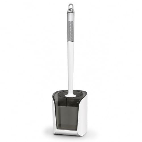 Image of Vasukie Toilet Brush and Holder Set, Wall Hanging Space Saving Toilet Scrubber with Removable Water Tray, Ergonomic Long Handle Bathroom Cleaning Kit
