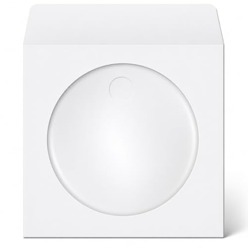 DragonTrading Lot de 50 enveloppes en papier blanc de qualité supérieure pour CD/DVD/Bluray avec fenêtre transparente