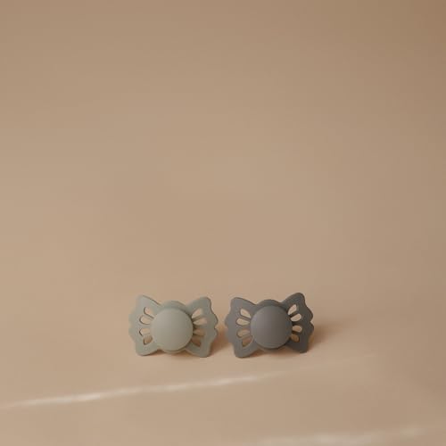 Image of FRIGG Lucky Symmetrical SilkySoft Silicone Baby Pacifier | Made in Denmark | BPA-Free (Sage /Great Gray 0-6 Months)