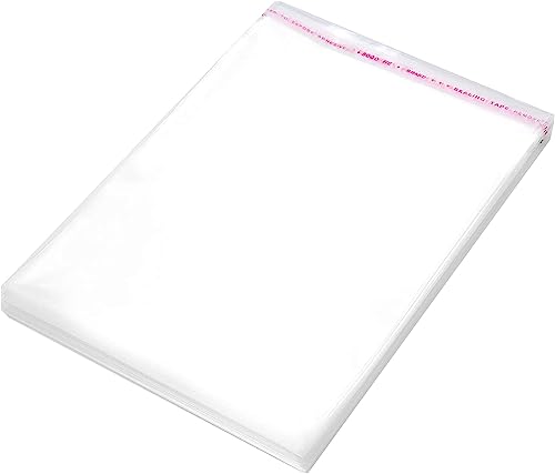 PM PACMATT 16x20 INCH Size (Pack of 100 Pcs) | Transparent Plastic Poly Bag Sealable | Used for gift packing, cards and other Packing etc. BOPP Poly Bags Self Adhesive (100)