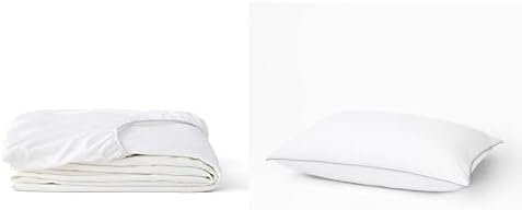 Tuft & Needle Queen Waterproof Fitted Sheet Style Mattress Protector + 2 Standard Down Alternative Pillows
