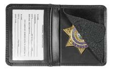 Hero s Pride Leather Badge Holder 7 Pointed Star Compact, Low Profile Case with Single Id Window