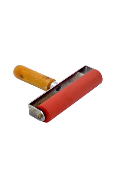 HAKIM'S HS Rubber Soft Roller,Soft Rubber Brayer,Glue Roller for Ink Paint Block Stamping, Printmaking Wallpaper Arts Crafts (Red, 8 Inch)-image-19
