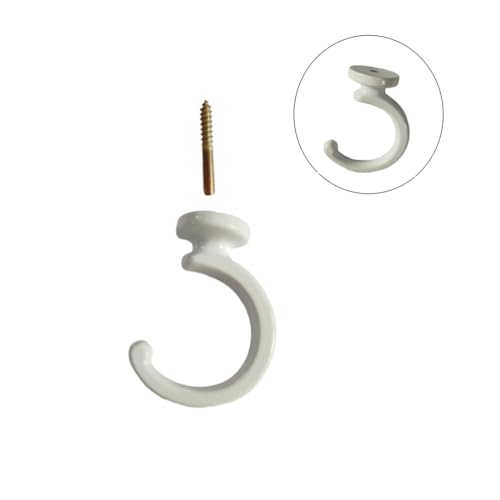 Image of Large Swag Ceiling Hooks 2''Heavy Duty Swag Hook with Hardware for Hanging Plants Ceiling Installation Cavity Wall Fixing (2 Sets White)
