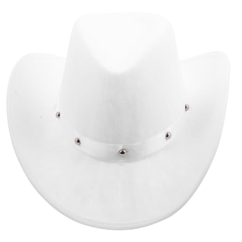 Chapeau de cowboy blanc ultra léger avec clous décoratifs pour un style occidental unique