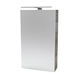 FACKELMANN Luxor Spiegelschrank mit LED Beleuchtung – Alibertschrank für Bad und Gäste WC (40 x 68 x 15,3 cm) – SBC Badschrank mit Spiegel in Holz Grau – Tür rechts