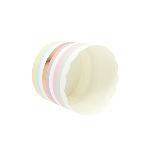 50 Pack Striped Paper Baking Cups, Rainbow Pastel Cupcake Liners For Muffins (2.2 In) #TOP6