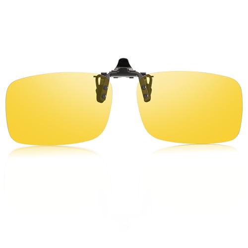 Tnnaiko Night Driving Glasses Clip-on Flip Up Metal Clip Rimless Night Vision Glasses Anti Glare HD Polarized Glasses