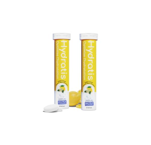 HYDRATIS - Pastilles Hydratation Electrolytes - Citron/Sureau - Améliore l'Hydratation et Favorise l'Énergie - Formule Isotonique - Sport, Récupération - 2 tubes (40 Pastilles)