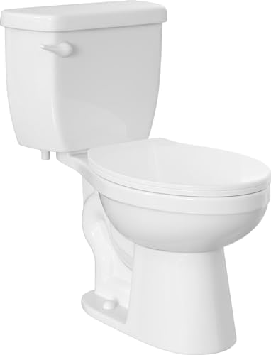PROFLO PFCT101HE Jerritt 1.28 GPF Two Piece Elongated Toilet with Left Hand Lever - Seat Included - White