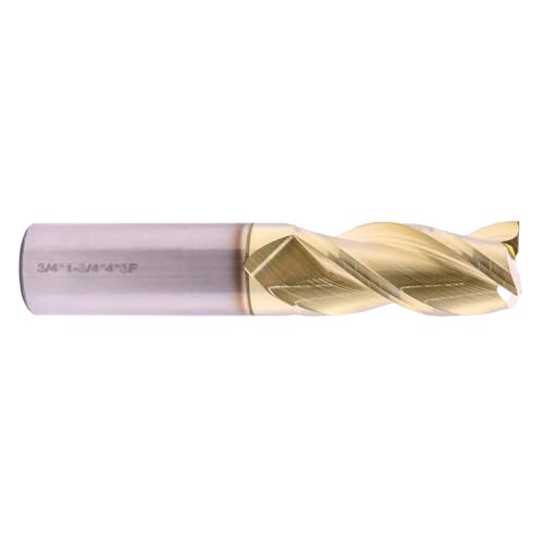 Image of 3 /4 inch 3 Flute Solid Carbide Square End Mill, ZrN Coated for Aluminum | 37 Helix, 3 /4 inch Cutting Dia, 3 /4 inch Shank Dia, 1-3 /4 inch LOC, 4 inch OAL, for Milling Aluminum and Copper