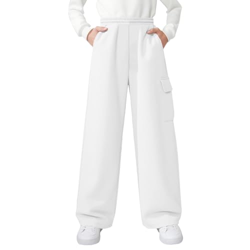 Baggy Cargo Sweatpants Boys Straight Wide Leg Open Bottom Casual Pants Elastic Waist Workout Athletic Joggers Fall Winter