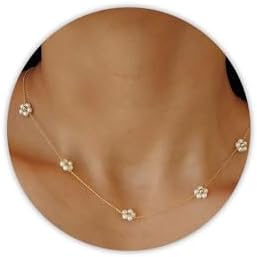 SmileBelle Pearl Necklaces, Daisy Pearls Choker for Women's Pearl...