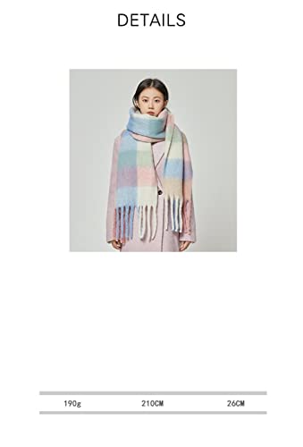 Women's Autumn/Winter Scarf Mohair Scarf Plaid Pattern Shawl Thickened Soft Warm Fashion Scarf2