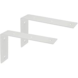 Angulos Para Estanterias Escuadras para Estanterias, SAYAYO Escuadras Metalicas Blanco Soporte Estanteria Pared, 2 Pieza Acero Inoxidable Soporte de Esquina 90 Grados 175 mm * 105 mm, EJW2200W-2P