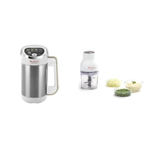 Moulinex Blender chauffant, 1000 W, Capacité 1.2 L, 5 programmes automatiques & Hachoir électrique, Fonctions 3-en, Emince, Hache, Mixe, 300 W, 4 lames, 400...