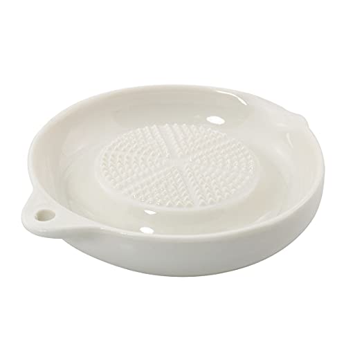 Image of ZRM&E Porcelain Grater Plate White Ceramic Multipurpose Grinder Plate Burnishing Machine for Fruits Vegetables Ginger Garlic Onion