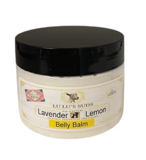 Lu Lu's Suds Lavender Lemon Belly Balm, Whipped Body Moisturizer with Vitamin E and Essential Oils, 4 oz. (8oz, Lavender lemon)