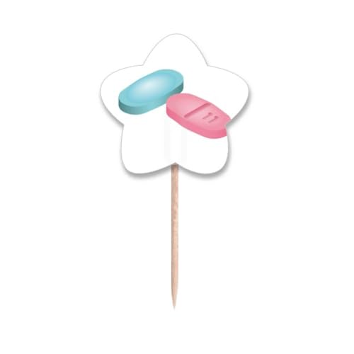 Cure-dents drapeaux pilules étoile lable cupcake picks de soins de santé