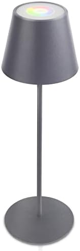 uuffoo Rechargeable Table Lamp, Cordless LED Desk Lamp, Dimmable Touch Sensor Lamp Warm White Light & RGB Color Changing Bedside Lamp with Touch Switch for Indoor Outdoor Grey