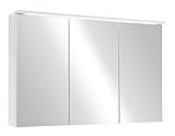 armoire 180 x 100 Grand espace de rangement - Derrière les portes avec miroir, vos différents accessoires de salle de bains restent bien rangés, en toute sécurité ; l'éclairage LED intégré de haute qualité permet de tout voir, même dans l'obscurité