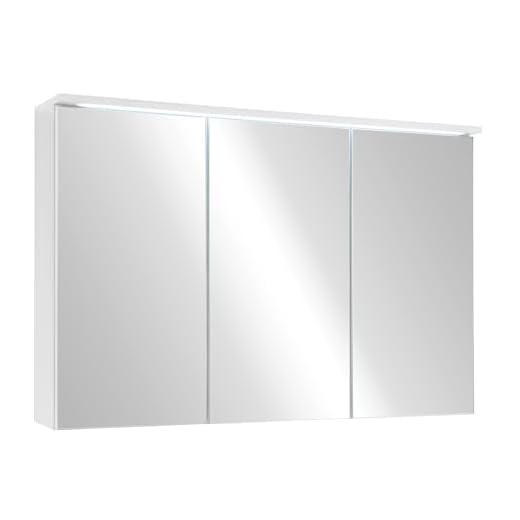 Froschkönig24 TWO spegelskåp badrum med LED-belysning i vit badrumsspegel skåp med gott om lagringsutrymme, trämaterial, 100 x 68 x 22,5 cm