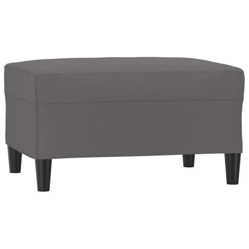 vidaXL Sofagarnitur 4-TLG., Sessel Couch mit Kissen Fußhocker, Sofa Wohnzimmersofa mit Armlehnen, Couchgarnitur Designsofa Sitzmöbel Polstermöbel, Grau Kunstleder – Bild 7