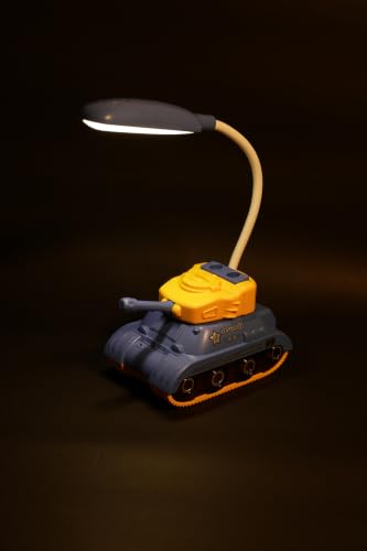 Image of Lexton 11.5 Inch Rechargeable Tank LED Table Lamp with Pen & Phone Holder | 360 Rotatable Desk Lamp, USB Charging, 2 Light Modes, ON /Off Button for Kids, Study Table, Bedroom & Office