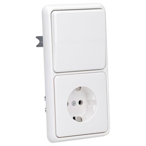 Jung CD 500 Alpinweiß (1x Steckdose, 1x Wechselschalter, 1x Rahmen 2fach, 1x Wippe)