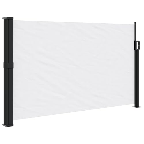 Willood Seitenmarkise Wandmarkise Ausziehbar mit PU-Beschichtung, Windschutz für Balkon Terrasse Garten, Sichtschutz Markise Weiß 120x500cm Einseitig einziehbar