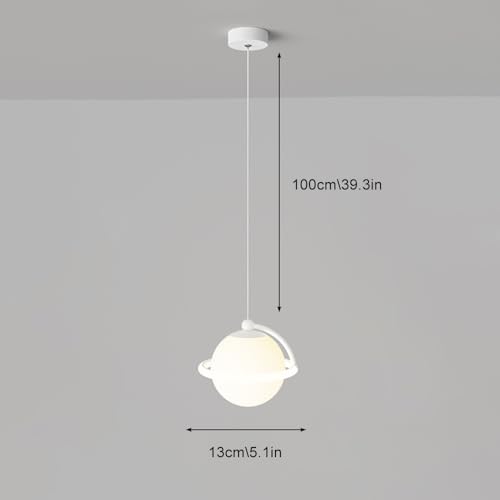 Lámpara colgante moderna de metal blanco y luz LED 5