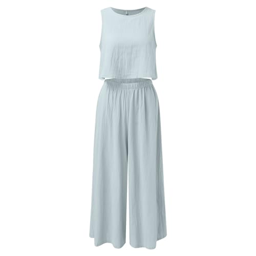 Women's Linen Trousers Set Short Sleeve Button Up Top and Relaxed Fit Pants Stylish Two Piece Outfit for Summer3