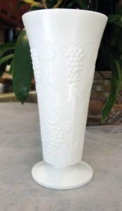 Vintage Milk Glass Vase, Harvest Grape Design Vase