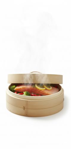 Mini Vaporera de Bambú (14 cm) | El Secreto de Chef para Dim Sum y Comida Sana | ¡Transforma tu Dieta y Disfruta del Sabor Puro!