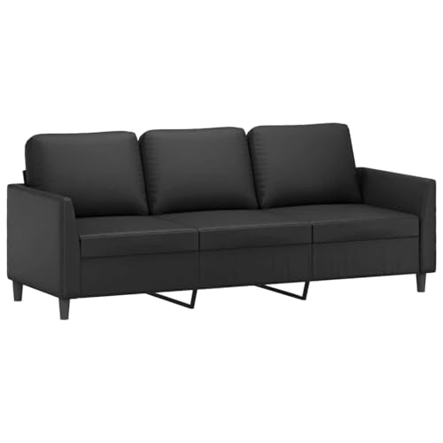 vidaXL Divano a 3 Posti Nero 180 cm in Similpelle