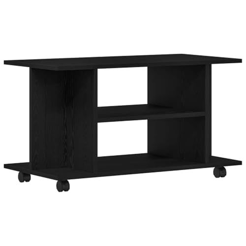 vidaXL TV-Schrank mit Rollen Schwarz Eichen-Optik 80x40x45 cm, TV-Möbel,...