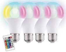 Gabba Goods Rainbow Color Changing Light Bulb 10W with 450 Brightness Lumens, 16 Colors, Fits Standard E26/E27 Base… (5W 4PK)